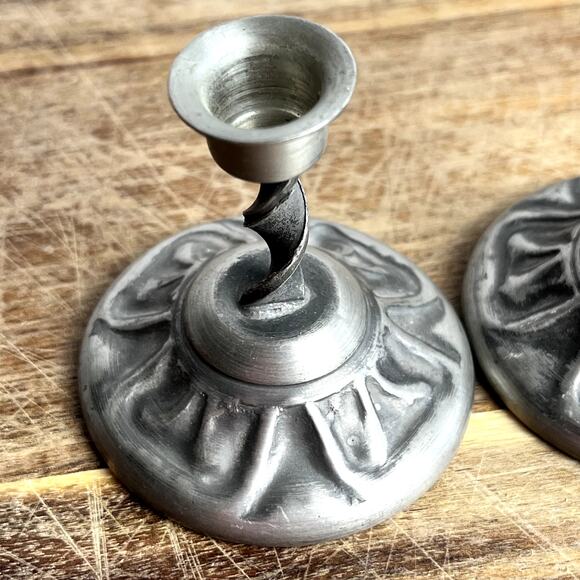 Vintage Miniature Pewter Candlestick Holders Set of 2 Norway 2.25\